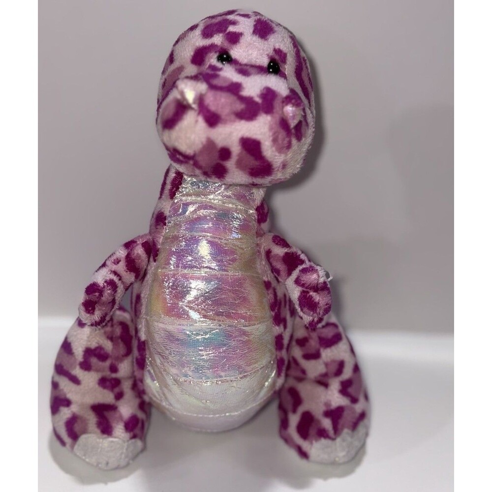 GANZ Webkinz Dinosaur Plush Pink Purple Small 6-14in Washable 2006 HM146
